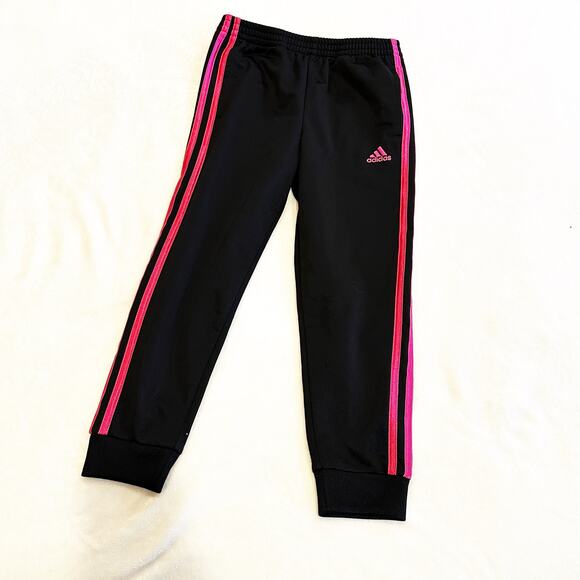 Black and Pink Adidas Track Suit sz 6 Girls Adidas Sweatsuit Matching Set - Picture 5 of 8